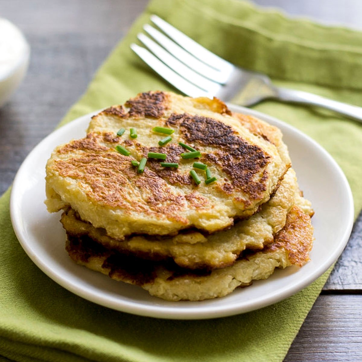 Cauliflower pancakes on a plate