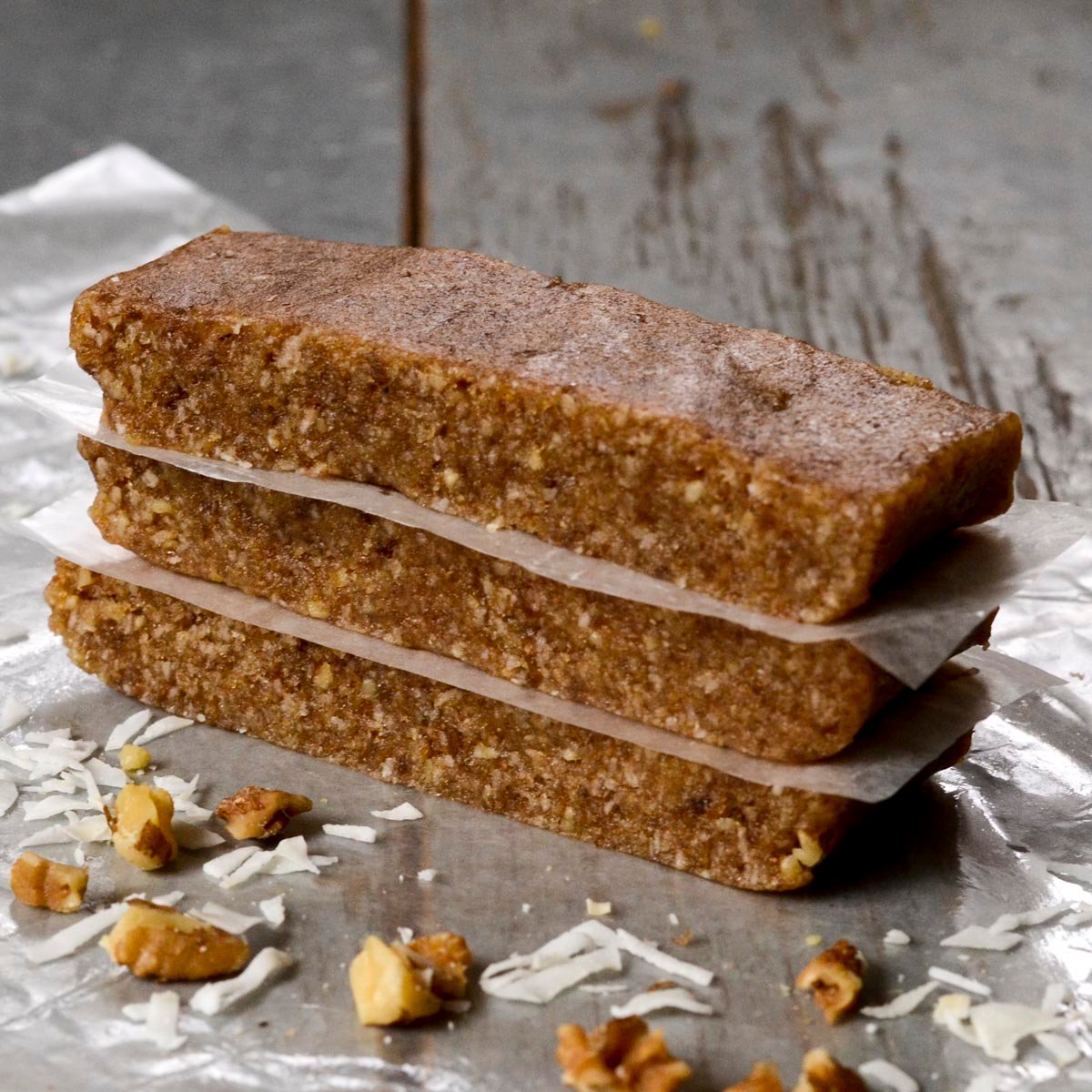 Coconut energy bars with walnuts