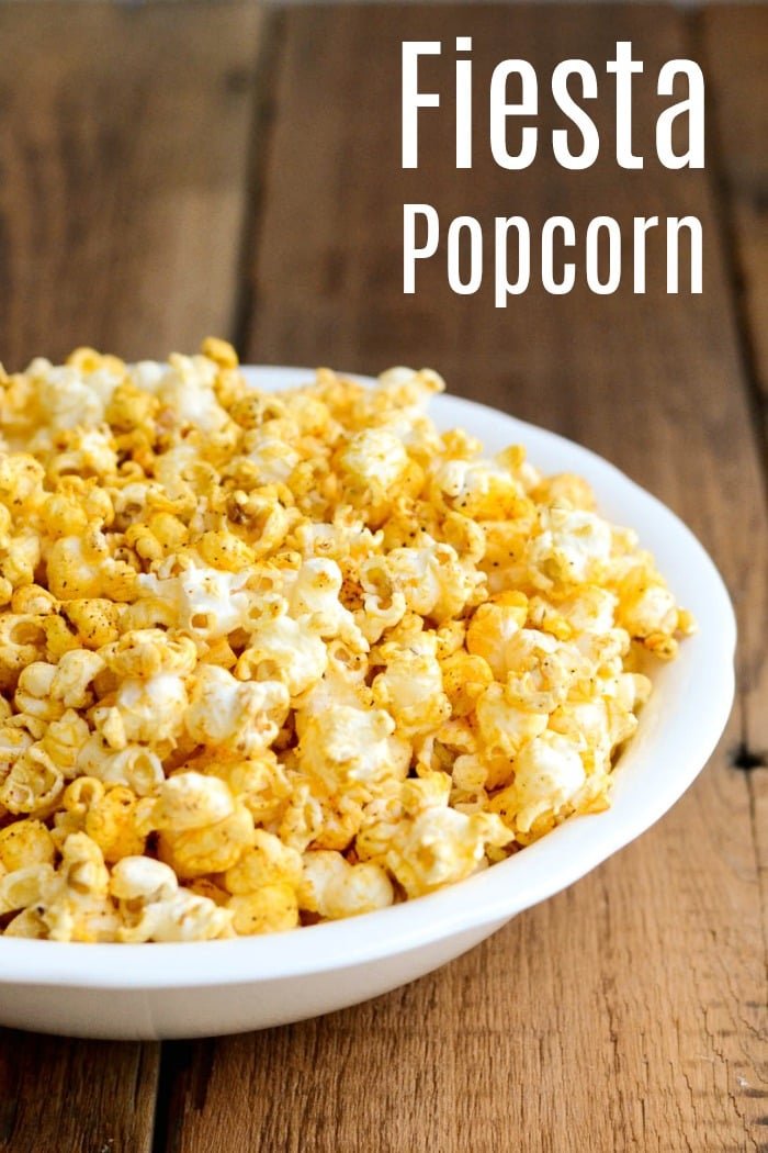 This fiesta popcorn recipe is a delicious, healthy, affordable snack with a Mexican twist. It's perfect for a party because kids and adults will love it.