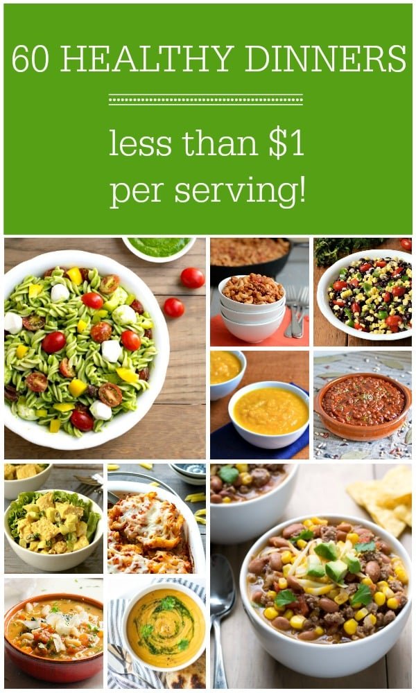 Collage of healthy frugal meals 