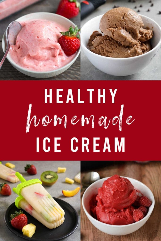 Healthy homemade ice cream collage