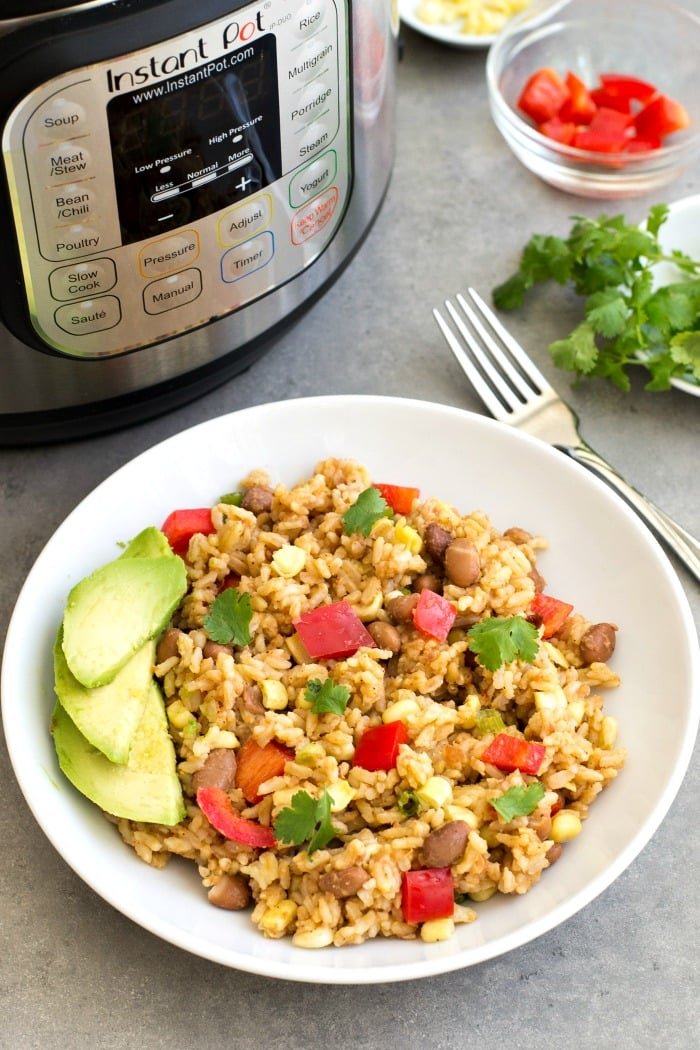 This Instant Pot pinto beans and rice recipe is such an easy one to make for a quick meal. I love having a batch on hand for healthy lunches throughout the week.