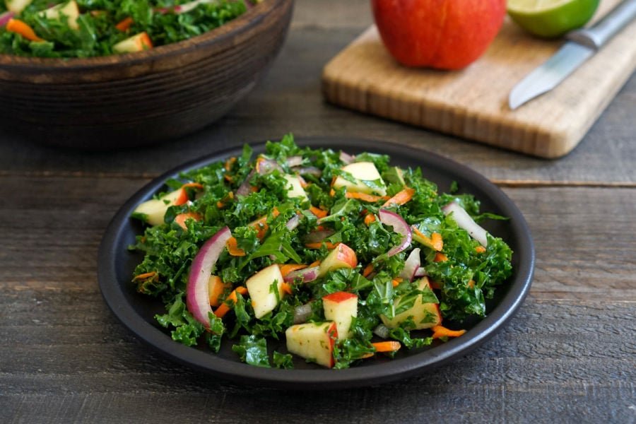 Kale apple salad on a plate