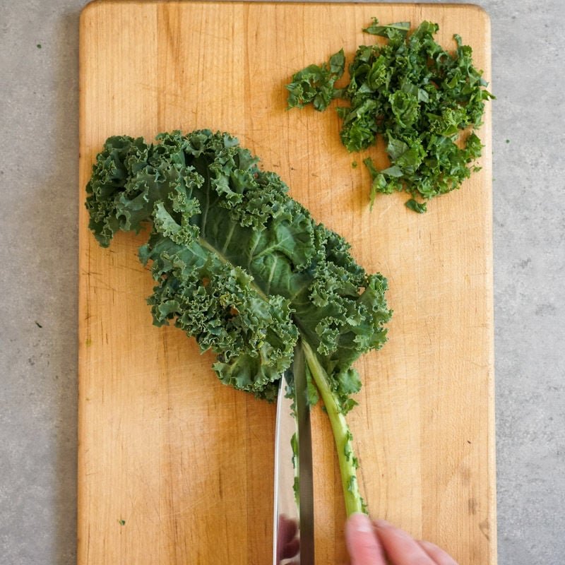Kale on cutting board