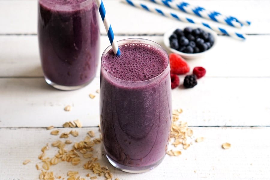 Oat milk smoothie in a glass