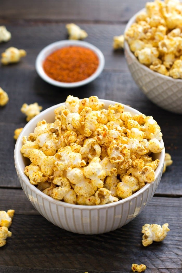 This sweet and spicy popcorn recipe is an addictively delicious whole grain snack. This healthy recipe couldn’t be easier to make, and you can adapt the seasonings to suit your tastes.